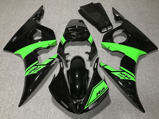 Preisgünstige Yamaha R6 Motorrad Verkleidung 2003-2004 - Glanzendes Schwarz Grun