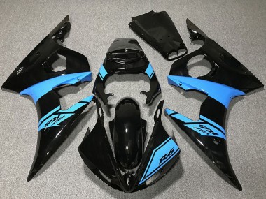 Preisgünstige Yamaha R6 Motorrad Verkleidung 2003-2004 - Glanzendes Schwarz Hellblau