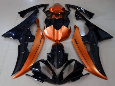 Preisgünstige Yamaha R6 Motorrad Verkleidung 2008-2016 - Orange Glanzendes Schwarz