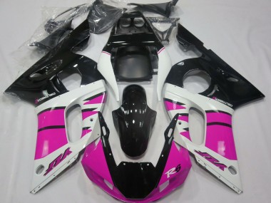 Preisgünstige Yamaha R6 Motorrad Verkleidung 1998-2002 - Weiss Rosa Glanzendes Schwarz