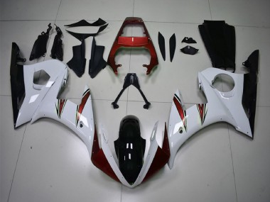 Preisgünstige Yamaha R6 Motorrad Verkleidung 2003-2004 - Weiss Rot Glanzendes Schwarz