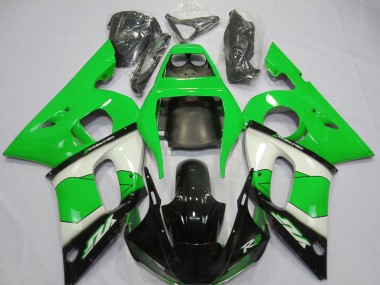 Preisgünstige Yamaha R6 Motorrad Verkleidung 1998-2002 - Grun Weiss Glanzendes Schwarz