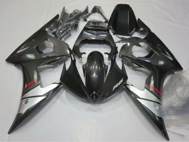 Preisgünstige Yamaha R6 Motorrad Verkleidung 2005 - Glanzendes Schwarz Silber