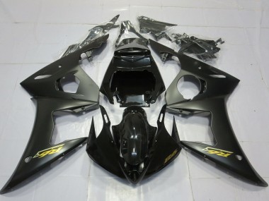 Preisgünstige Yamaha R6 Motorrad Verkleidung 2003-2004 - Glanzendes Schwarz Matt Schwarz Gold Aufkleber