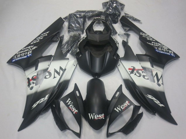 Preisgünstige Yamaha R6 Motorrad Verkleidung 2006-2007 - Matt Schwarz Weiss West Michelin