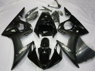 Preisgünstige Yamaha R6 Motorrad Verkleidung 2003-2004 - Glanzendes Schwarz Matt Schwarz Weiss Aufkleber