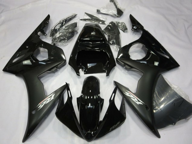 Preisgünstige Yamaha R6 Motorrad Verkleidung 2003-2004 - Glanzendes Schwarz Matt Schwarz Weiss Aufkleber