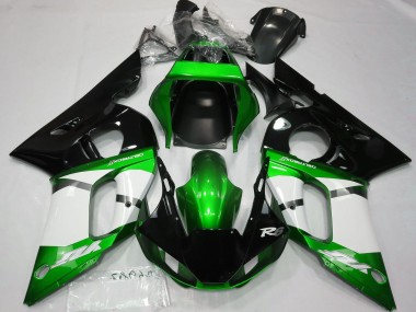 Preisgünstige Yamaha R6 Motorrad Verkleidung 1998-2002 - Grun Weiss Glanzendes Schwarz