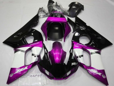 Preisgünstige Yamaha R6 Motorrad Verkleidung 1998-2002 - Lila Weiss Glanzendes Schwarz