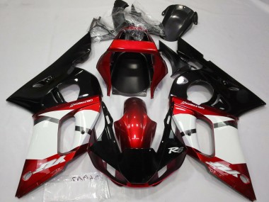 Preisgünstige Yamaha R6 Motorrad Verkleidung 1998-2002 - Rot Weiss Glanzendes Schwarz