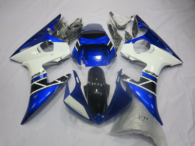 Preisgünstige Yamaha R6 Motorrad Verkleidung 2005 - Blau Weiss Glanzendes Schwarz