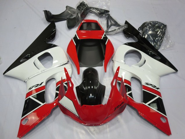 Preisgünstige Yamaha R6 Motorrad Verkleidung 1998-2002 - Rot Weiss Glanzendes Schwarz OEM Stil
