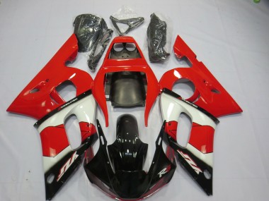Preisgünstige Yamaha R6 Motorrad Verkleidung 1998-2002 - Rot Weiss Glanzendes Schwarz