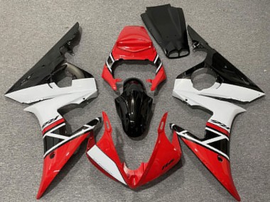 Preisgünstige Yamaha R6 Motorrad Verkleidung 2003-2004 - Rot Weiss Glanzendes Schwarz