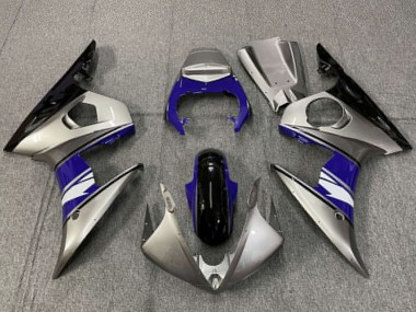 Preisgünstige Yamaha R6 Motorrad Verkleidung 2003-2004 - Silber Blau Glanzendes Schwarz