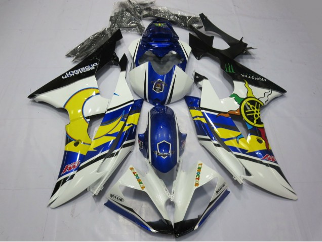 Preisgünstige Yamaha R6 Motorrad Verkleidung 2008-2016 - Weiss Blau Schwarz Gelb