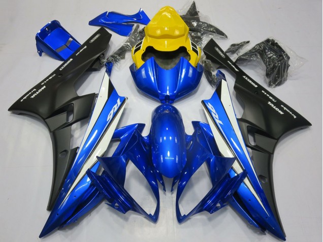 Preisgünstige Yamaha R6 Motorrad Verkleidung 2006-2007 - Gelb Blau Weiss Matt Schwarz Motul