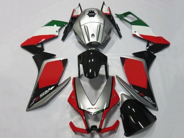 Preisgünstige Aprilia RS4 125 Motorrad Verkleidung 2012-2018 - Silber Rot Glanzendes Schwarz
