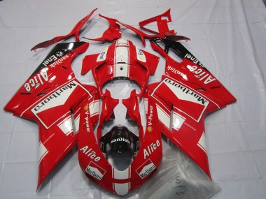 Preisgünstige Ducati 848 1098 1198 Motorrad Verkleidung 2007-2014 - Weiss Rot Glanzendes Schwarz Marlboro Alice