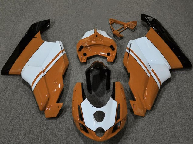 Preisgünstige Ducati 749 999 Motorrad Verkleidung 2003-2004 - Weiss Orange Glanzendes Schwarz