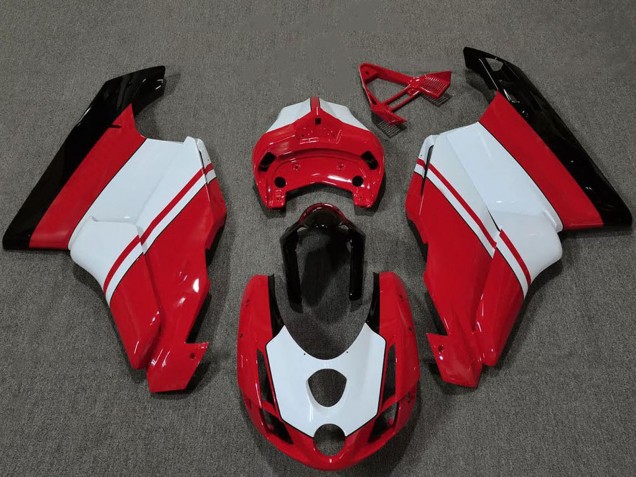 Preisgünstige Ducati 749 999 Motorrad Verkleidung 2003-2004 - Weiss Rot Glanzendes Schwarz