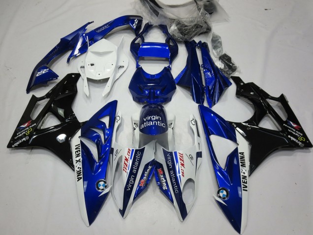Preisgünstige BMW S1000RR Motorrad Verkleidung 2009-2014 - Weiss Blau Glanzendes Schwarz Virgin Atlantic