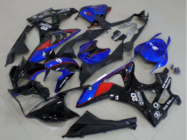 Preisgünstige BMW S1000RR Motorrad Verkleidung 2009-2014 - Blau Rot Glanzendes Schwarz Castrol