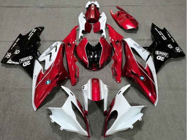 Preisgünstige BMW S1000RR Motorrad Verkleidung 2017-2018 - Weiss Rot Glanzendes Schwarz