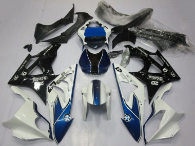 Preisgünstige BMW S1000RR Motorrad Verkleidung 2017-2018 - Weiss Blau Glanzendes Schwarz
