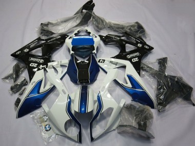 Preisgünstige BMW S1000RR Motorrad Verkleidung 2015-2016 - Weiss Blau Glanzendes Schwarz