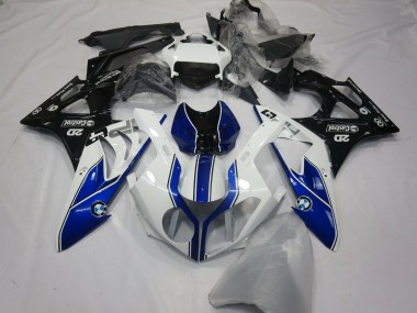 Preisgünstige BMW S1000RR Motorrad Verkleidung 2015-2016 - Weiss Blau Glanzendes Schwarz