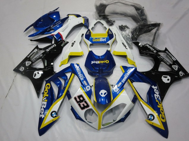 Preisgünstige BMW S1000RR Motorrad Verkleidung 2009-2014 - Weiss Gelb Blau Glanzendes Schwarz GoldBet 93