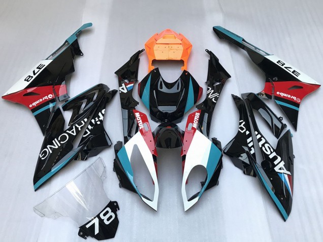 Preisgünstige BMW S1000RR Motorrad Verkleidung 2009-2014 - Weiss Blau Rot Orange Motul Austin Rennen