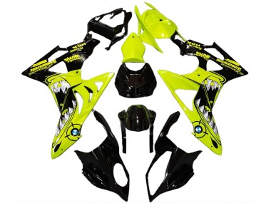 Preisgünstige BMW S1000RR Motorrad Verkleidung 2009-2014 - Hohe Sichtbarkeit Gelb Glanzendes Schwarz Hai