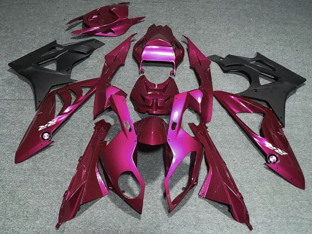 Preisgünstige BMW S1000RR Motorrad Verkleidung 2009-2014 - Dunkel Rosa Matt Schwarz