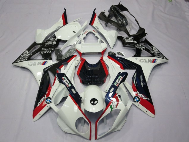 Preisgünstige BMW S1000RR Motorrad Verkleidung Kit 2009-2014 - Weiss Rot Glanzendes Schwarz
