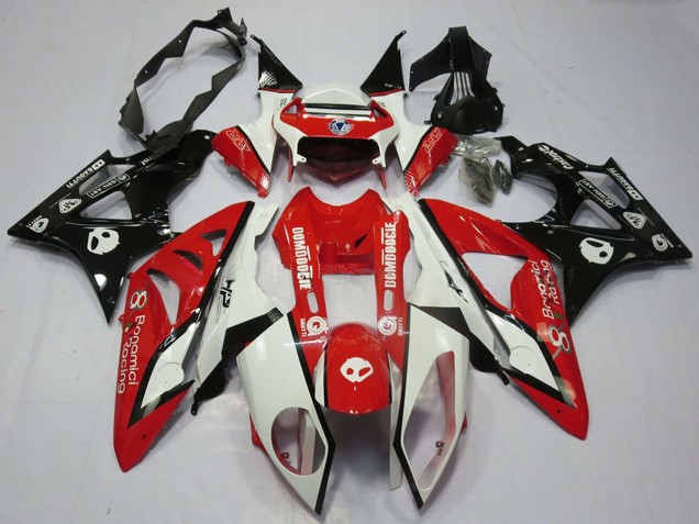 Preisgünstige BMW S1000RR Motorrad Verkleidung 2009-2014 - Weiss Rot Glanzendes Schwarz