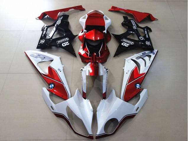 Preisgünstige BMW S1000RR Motorrad Verkleidung 2009-2014 - Weiss Rot Glanzendes Schwarz