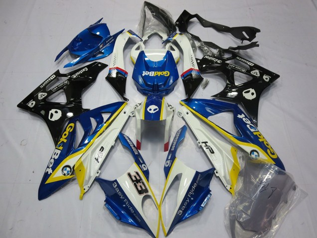 Preisgünstige BMW S1000RR Motorrad Verkleidung 2009-2014 - Weiss Gelb Blau Glanzendes Schwarz GoldBet 33