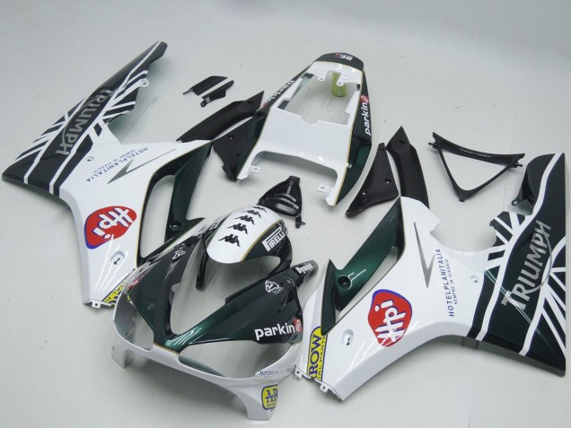 Preisgünstige Triumph Daytona 675 Motorrad Verkleidung 2009-2012 - Weiss Glanzendes Schwarz HPi