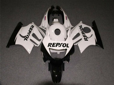 Preisgünstige Honda CBR600 F3 Motorrad Verkleidung 1997-1998 - Weiss Glanzendes Schwarz Repsol