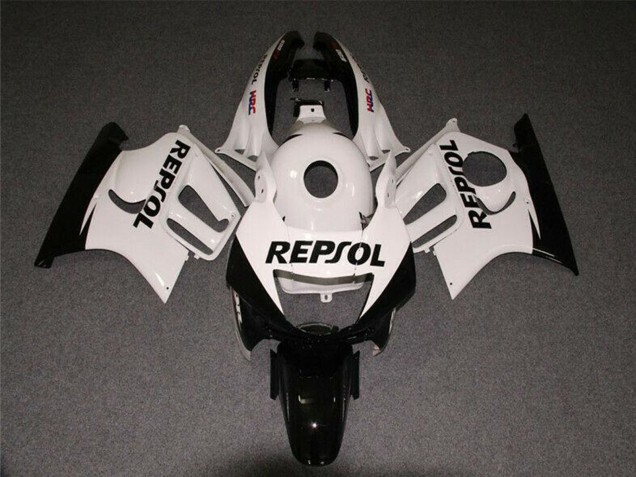 Preisgünstige Honda CBR600 F3 Motorrad Verkleidung 1997-1998 - Weiss Glanzendes Schwarz Repsol