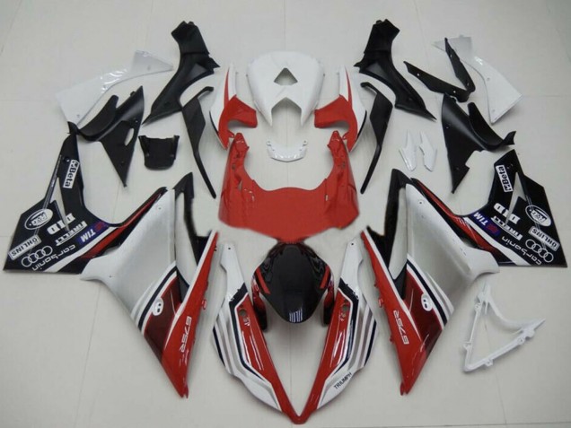 Preisgünstige Triumph Daytona 675 Motorrad Verkleidung 2013-2016 - Weiss Rot Silber Glanzendes Schwarz