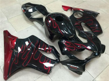 Preisgünstige Honda CBR600 F4i Motorrad Verkleidung 2001-2003 - Glanzendes Schwarz Rot Flamme