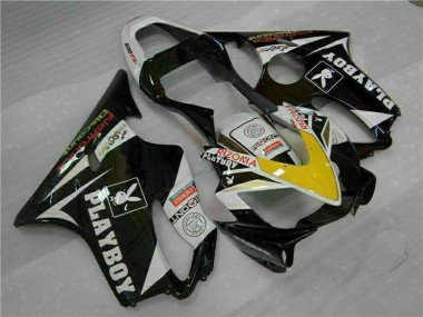 Preisgünstige Honda CBR600 F4i Motorrad Verkleidung 2001-2003 - Weiss Gelb Glanzendes Schwarz Playboy