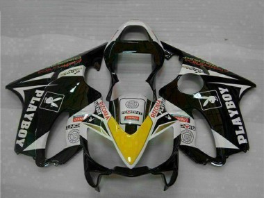 Preisgünstige Honda CBR600 F4i Motorrad Verkleidung 2001-2003 - Weiss Gelb Glanzendes Schwarz Playboy