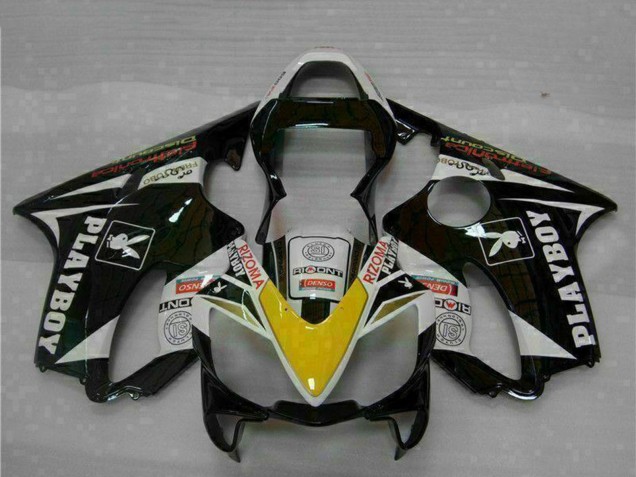 Preisgünstige Honda CBR600 F4i Motorrad Verkleidung 2001-2003 - Weiss Gelb Glanzendes Schwarz Playboy