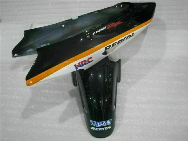 Preisgünstige Honda CBR1100XX Blackbird Motorrad Verkleidung 1996-2007 - Orange Weiss Rot Glanzendes Schwarz Repsol