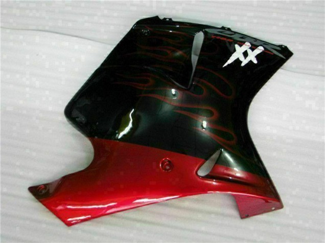 Preisgünstige Honda CBR1100XX Blackbird Motorrad Verkleidung 1996-2007 - Glanzendes Schwarz Rot Flamme