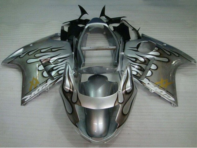 Preisgünstige Honda CBR1100XX Blackbird Motorrad Verkleidung 1996-2007 - Silber Schwarz Flamme